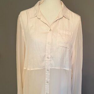 Free People Button Down Half Sheer Blouse size Large